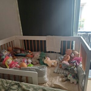 Se vende cuna de segunda mano. Esta cuna se hace cama y tenemos el barandal completo para cuna y también para cama