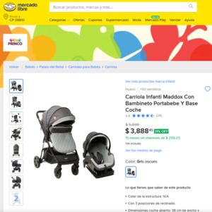 Carriola Infanti Maddox Con Bambineto Portabebe Y Base Coche